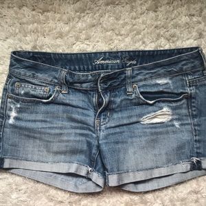 American Eagle Deconstructed denim shorts